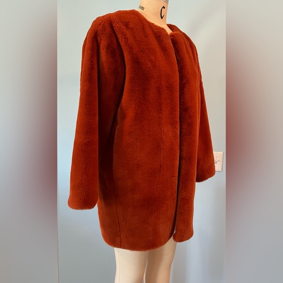 NWOT Madewell SUPER Soft Faux Fur Jacket- Rich Rust Color. Orange. Medium. - Picture 4 of 6